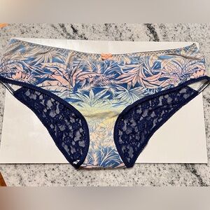 Victoria’s Secret Blue Cotton & Lace ruched back hiphugger panties vs XL